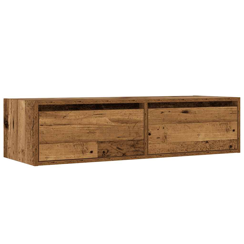 vidaXL TV Cabinet with LED Lights Old Wood 100X35.5x25 cm 6