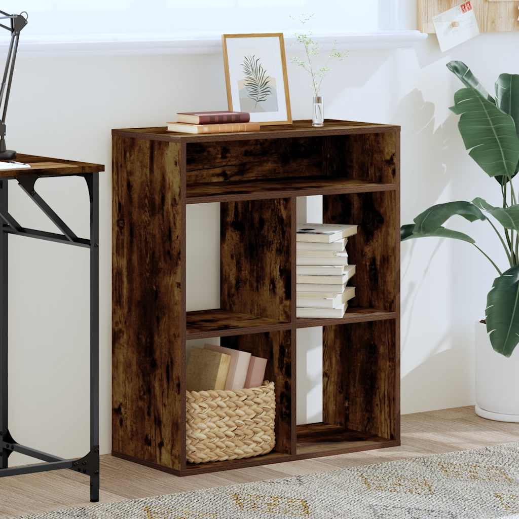vidaXL Book Cabinet Smoked Oak 66x31x80 cm Engineered Wood 3