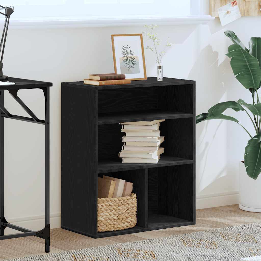 vidaXL Book Cabinet Black 60x30x71.5 cm Engineered Wood 3