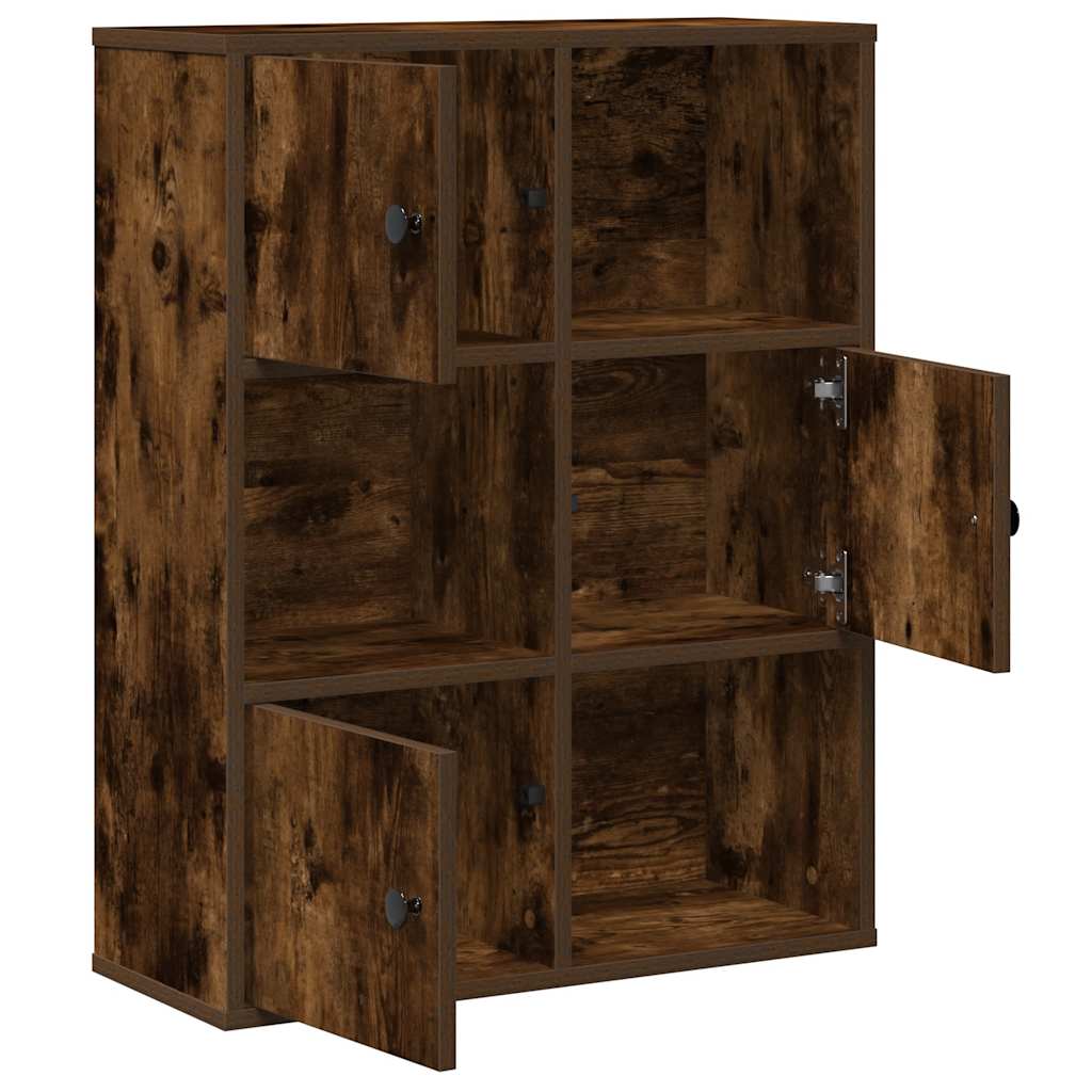 vidaXL Bookcase Smoked Oak 60x24x76.5 cm Engineered Wood 4