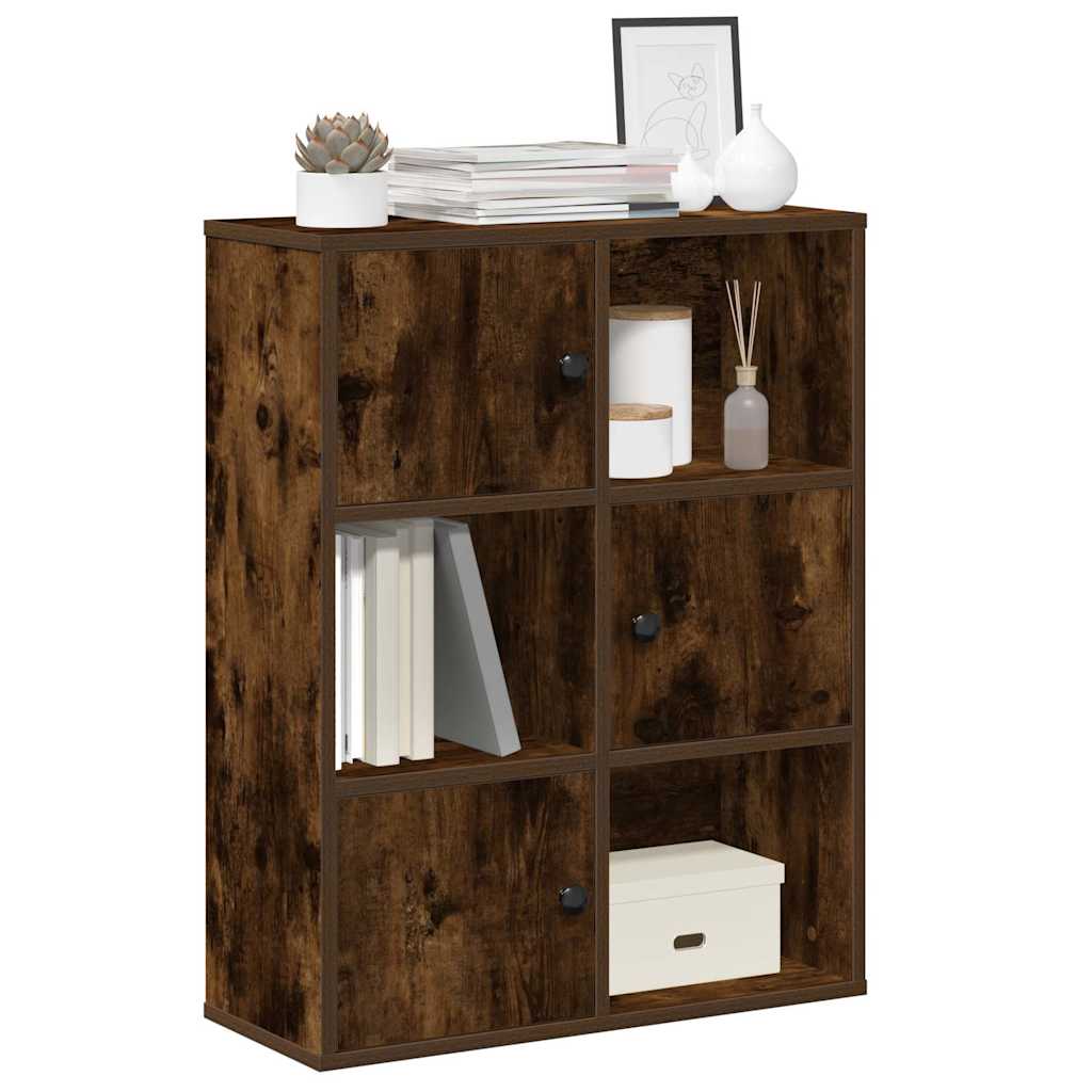 vidaXL Bookcase Smoked Oak 60x24x76.5 cm Engineered Wood 1