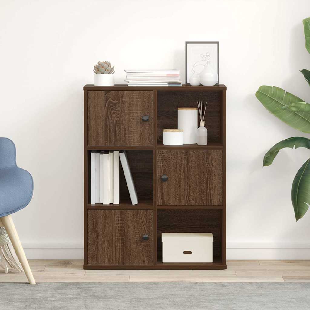 vidaXL Bookcase Brown Oak 60x24x76.5 cm Engineered Wood 3