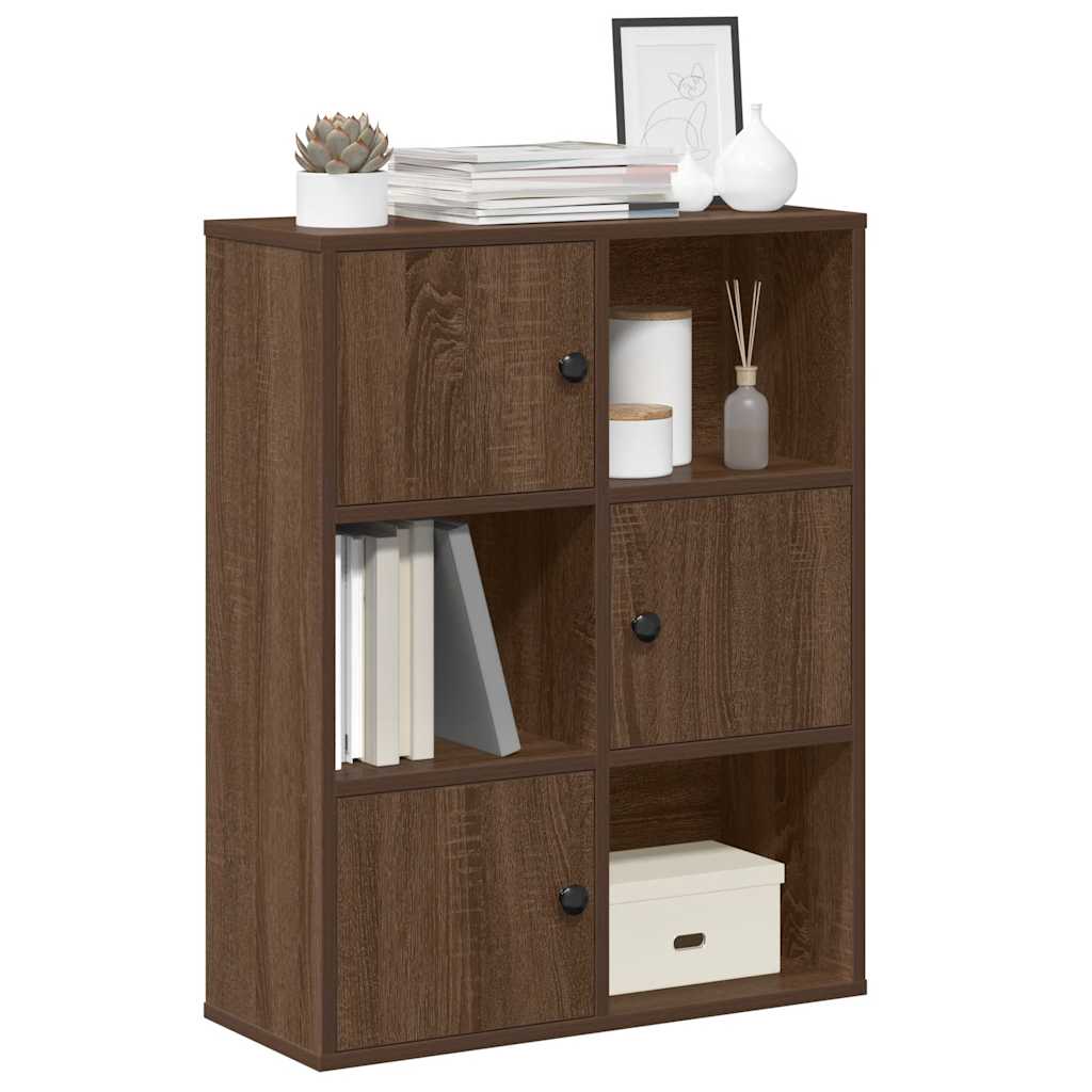 vidaXL Bookcase Brown Oak 60x24x76.5 cm Engineered Wood 1