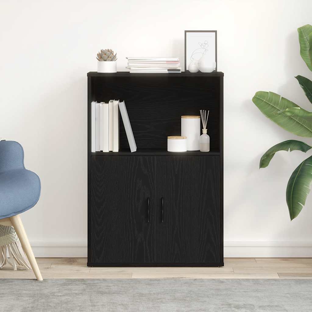 vidaXL Bookcase Black Oak 60x24x85 cm Engineered Wood 3