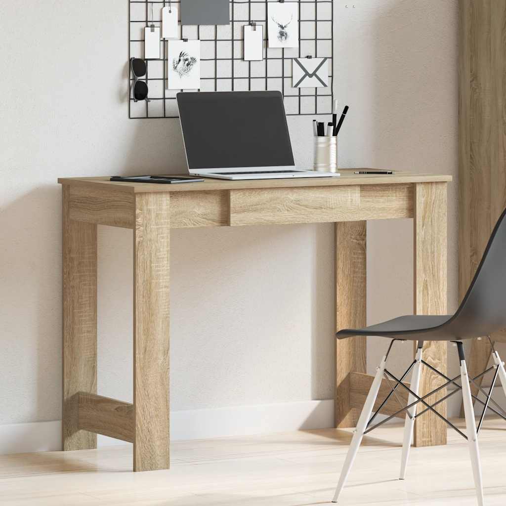vidaXL Desk Sonoma Oak 100x45x75 cm Engineered Wood 3
