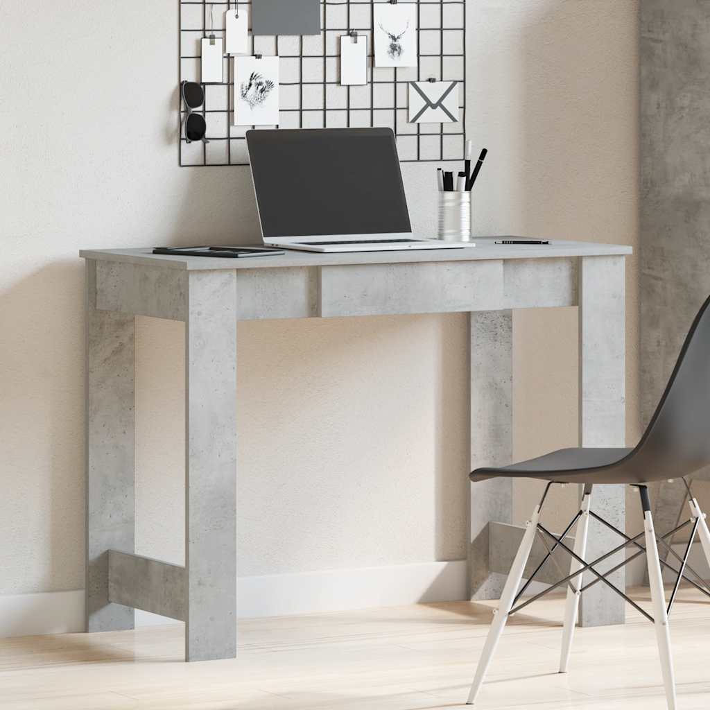 vidaXL Desk Concrete Grey 100x45x75 cm Engineered Wood 3