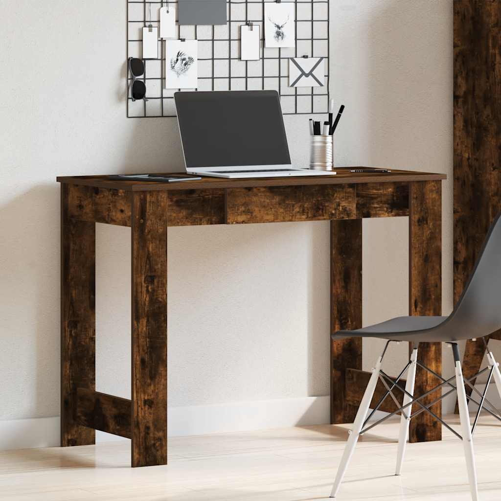 vidaXL Desk Smoked Oak 100x45x75 cm Engineered Wood 3