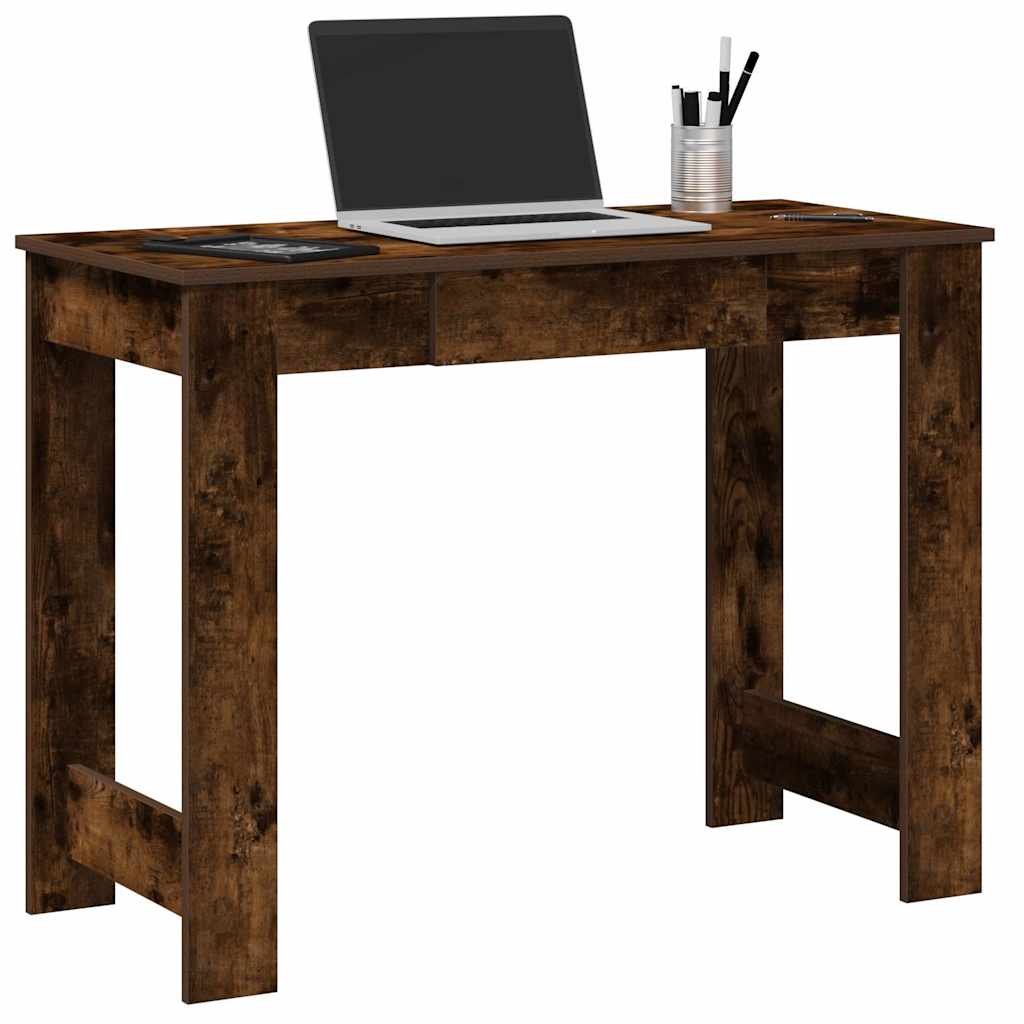 vidaXL Desk Smoked Oak 100x45x75 cm Engineered Wood 1