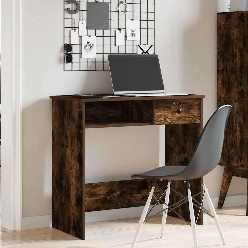 vidaXL Desk Smoked Oak 80x40x75 cm Engineered Wood 3