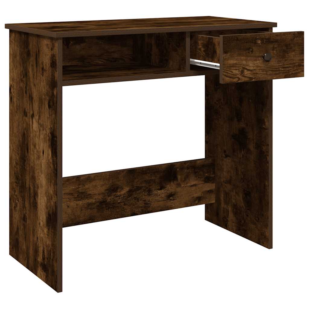 vidaXL Desk Smoked Oak 80x40x75 cm Engineered Wood 4