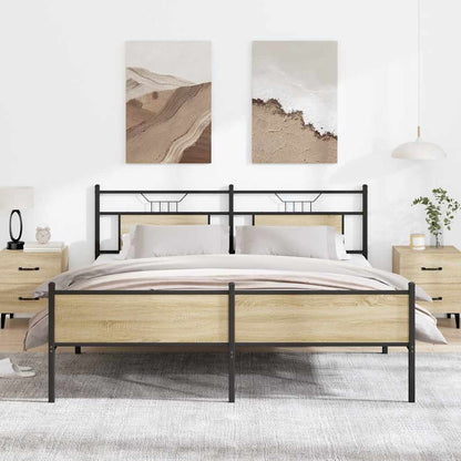 vidaXL Bed Frame without Mattress Engineered Wood Sonoma Oak with Headboard & High Footboard