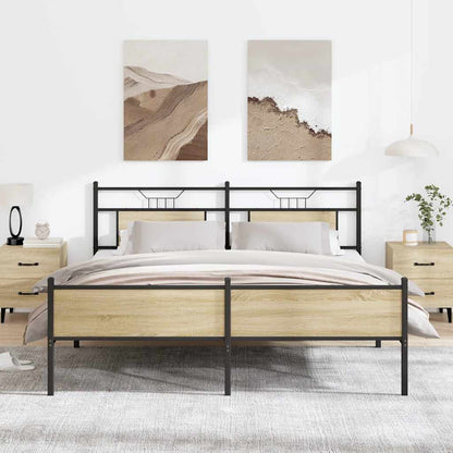vidaXL Bed Frame without Mattress Engineered Wood Sonoma Oak with Headboard & High Footboard