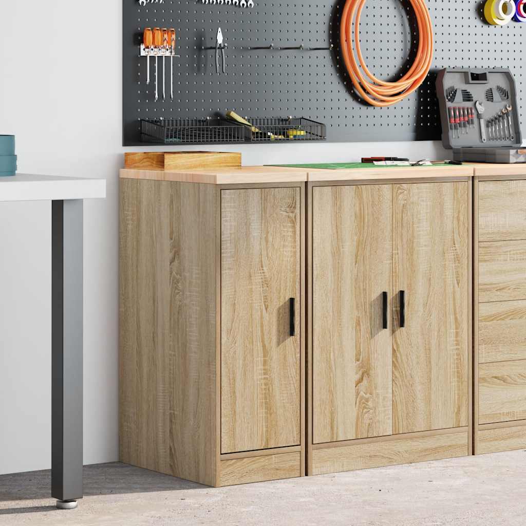 vidaXL Garage Storage Cabinet Sonoma Oak 30x51x85 cm Solid Wood Pine 3