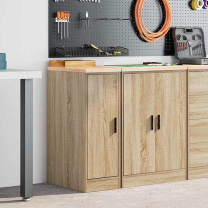 vidaXL Garage Storage Cabinet Sonoma Oak 30x51x85 cm Solid Wood Pine 3