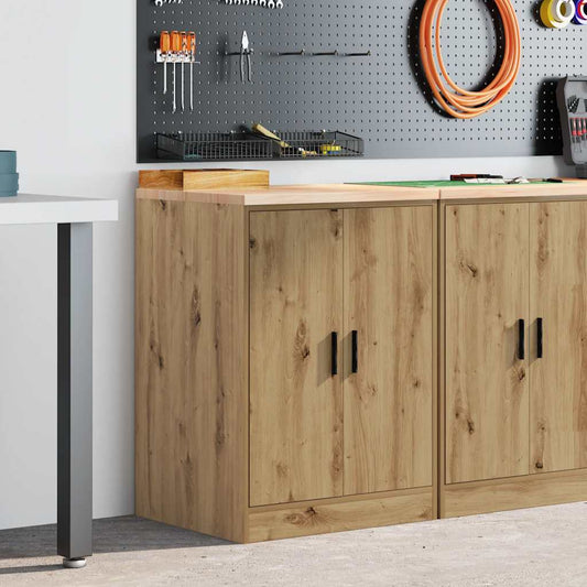 Garage Storage Cabinet Solid Wood Pine 60 x 51 x 85 cm 2 Doors Artisan oak