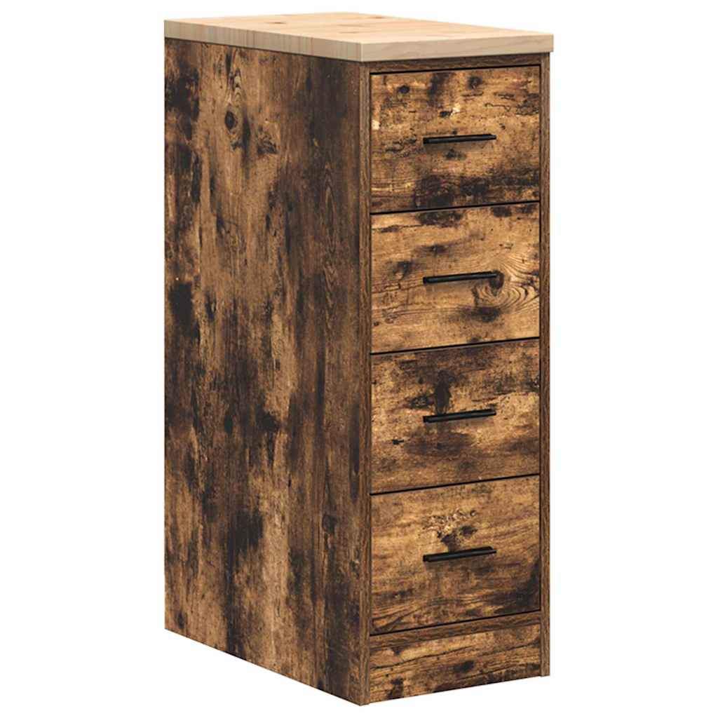 vidaXL Garage Storage Cabinet Smoked Oak 30x51x85 cm Solid Wood Pine 2
