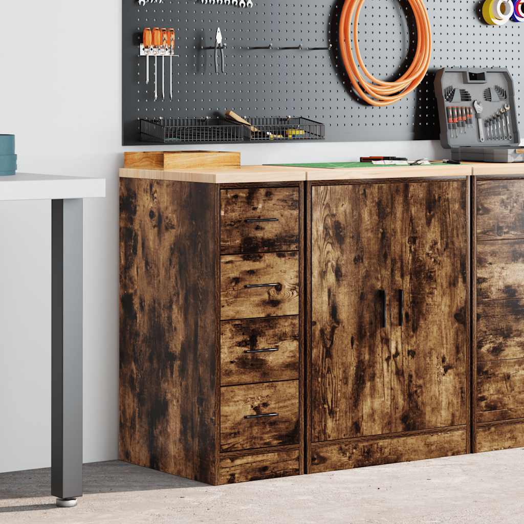vidaXL Garage Storage Cabinet Smoked Oak 30x51x85 cm Solid Wood Pine 1