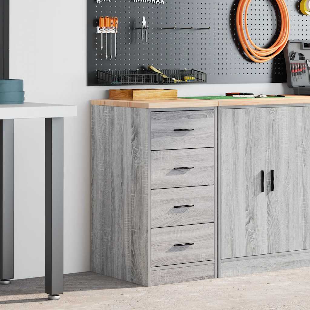 Garage Storage Cabinet Solid Wood Pine 40 x 51 x 85 cm 4 Drawers Grey sonoma