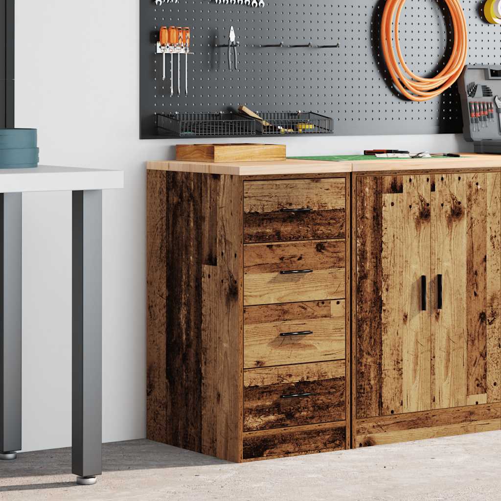 Garage Storage Cabinet Solid Wood Pine 40 x 51 x 85 cm 4 Drawers Old wood