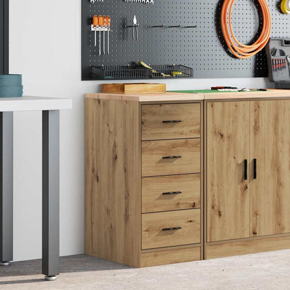 Garage Storage Cabinet Solid Wood Pine 40 x 51 x 85 cm 4 Drawers Artisan oak