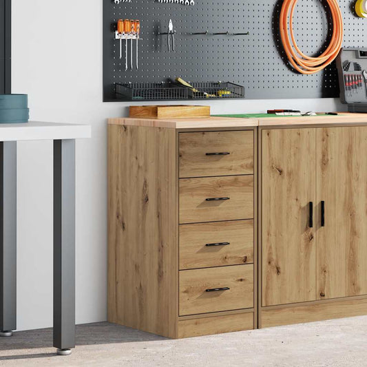 Garage Storage Cabinet Solid Wood Pine 40 x 51 x 85 cm 4 Drawers Artisan oak