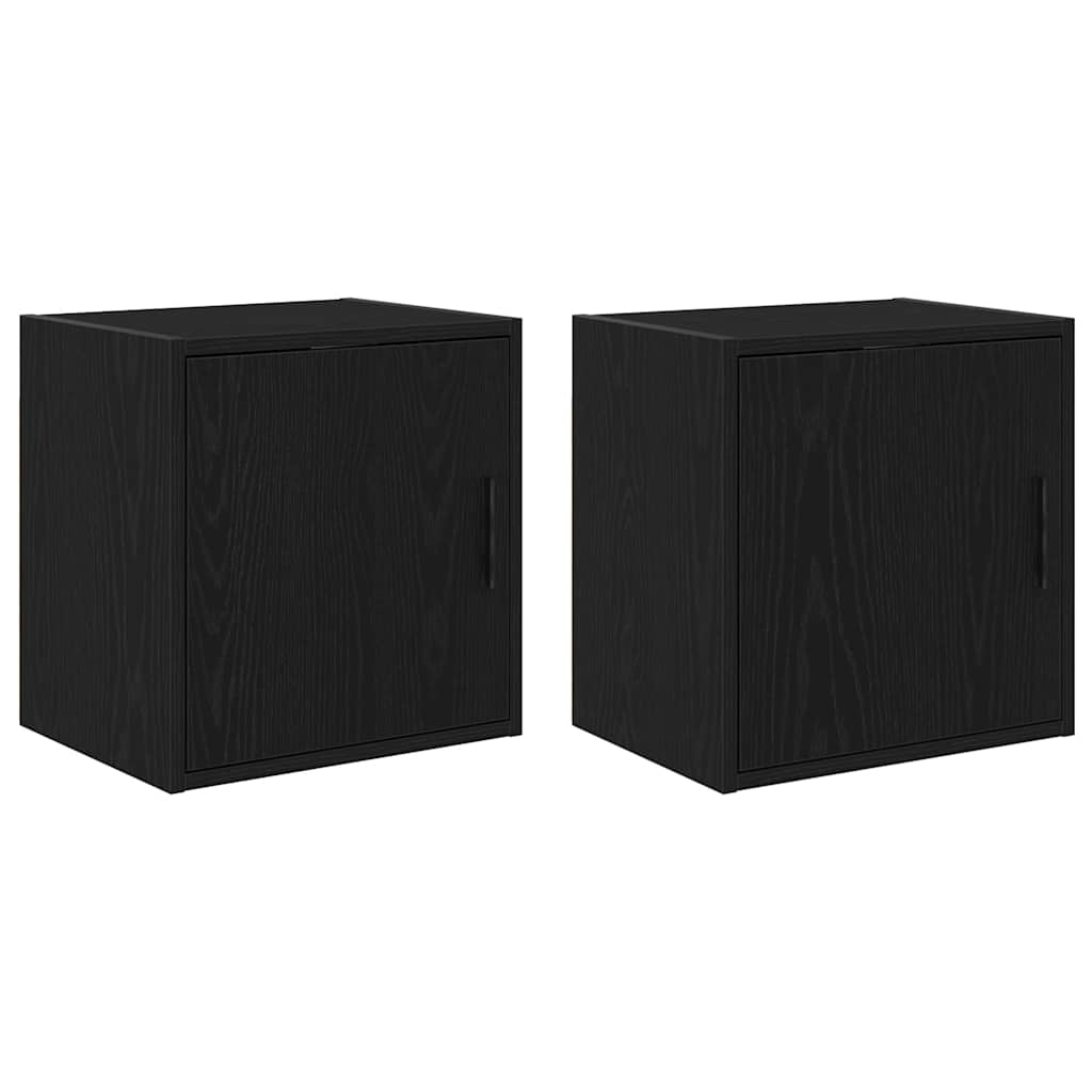 vidaXL Garage Wall Cabinets 2 pcs Black Engineered Wood 1