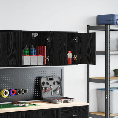 vidaXL Garage Wall Cabinets 2 pcs Black Engineered Wood 2