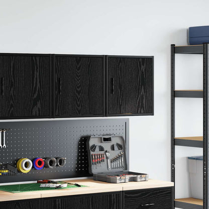 vidaXL Garage Wall Cabinets 2 pcs Black Engineered Wood 3