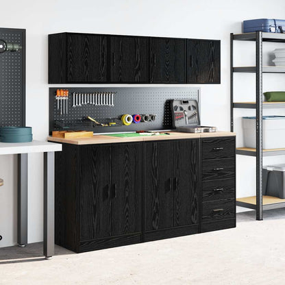 vidaXL Garage Wall Cabinets 2 pcs Black Engineered Wood 4