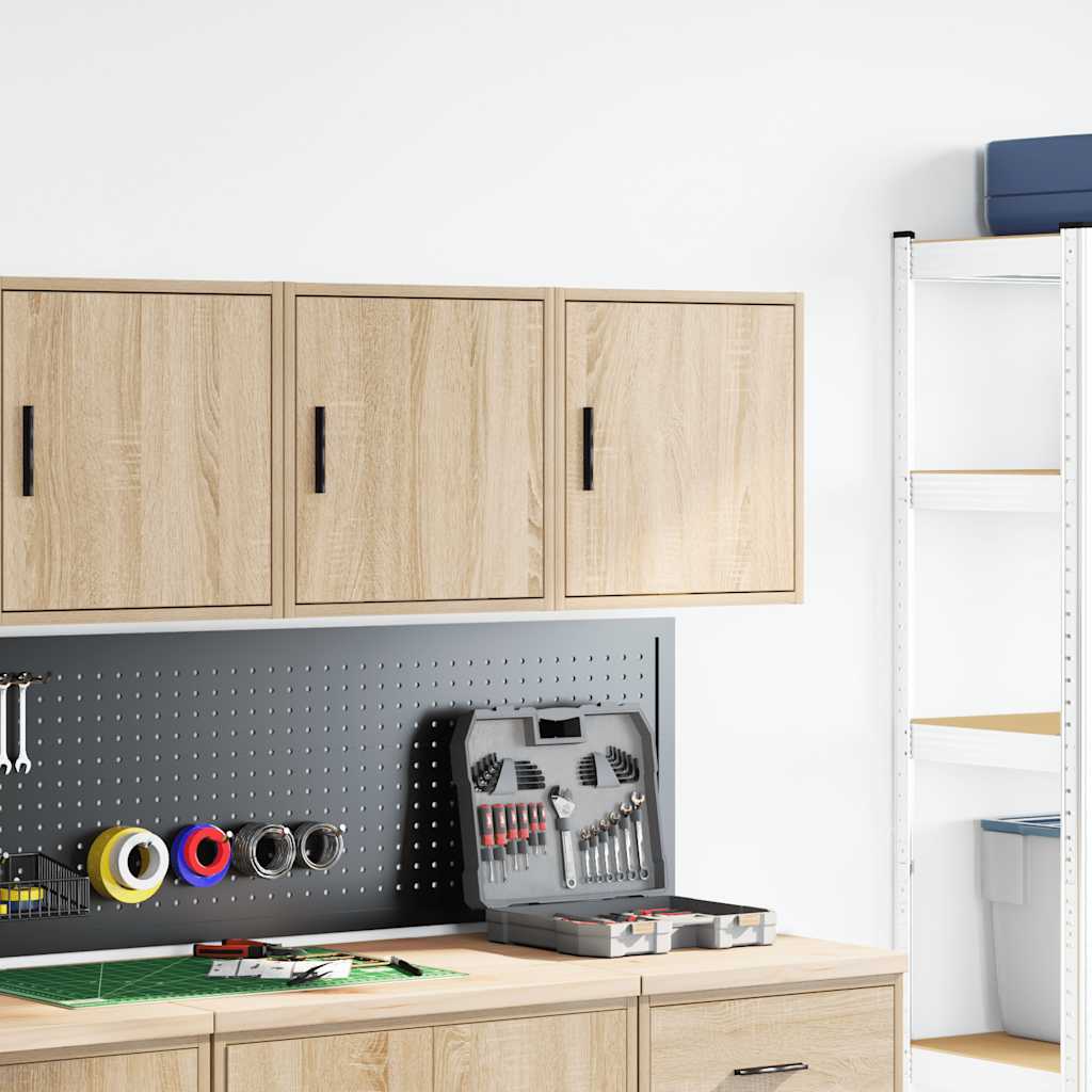 vidaXL Garage Wall Cabinets 2 pcs Sonoma Oak Engineered Wood 3