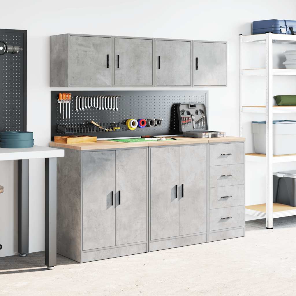 vidaXL Garage Wall Cabinets 2 pcs Concrete Grey Engineered Wood 4