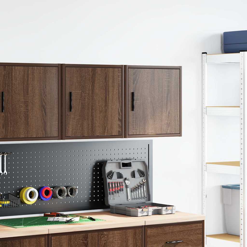 vidaXL Garage Wall Cabinets 2 pcs Brown Oak Engineered Wood 3