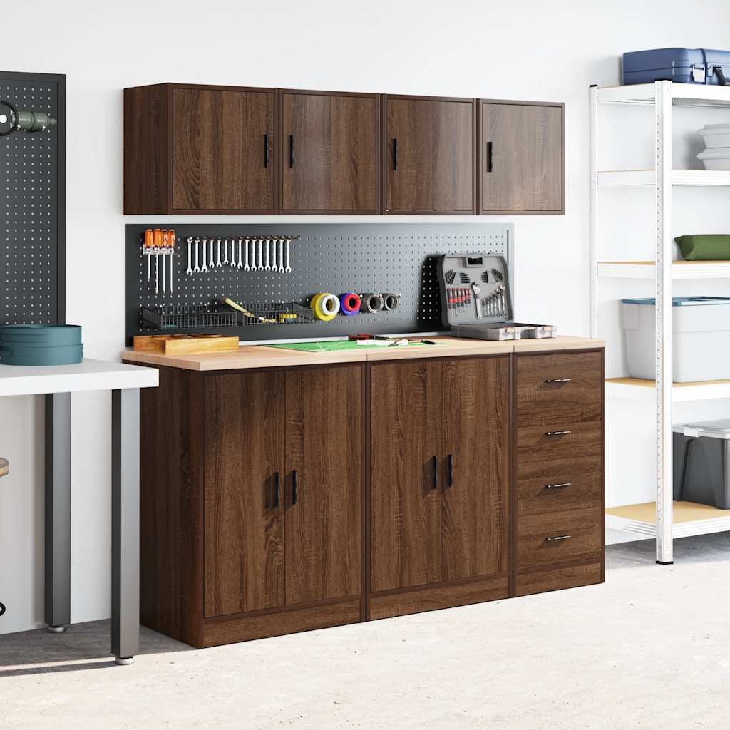 vidaXL Garage Wall Cabinets 2 pcs Brown Oak Engineered Wood 4
