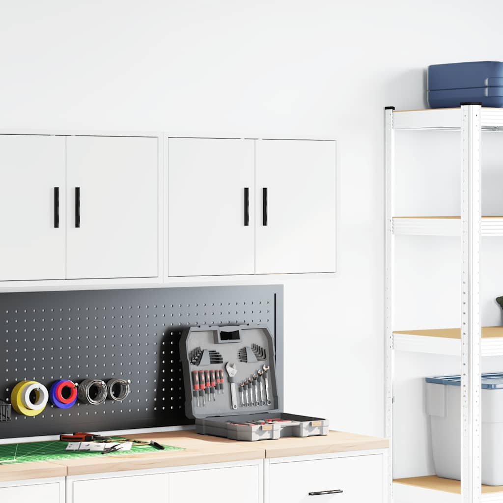 vidaXL Garage Wall Cabinet White Engineered Wood 3