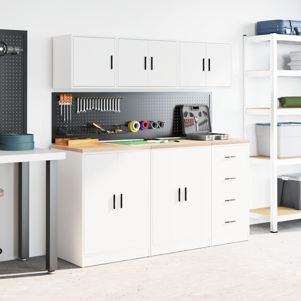 vidaXL Garage Wall Cabinet White Engineered Wood 4