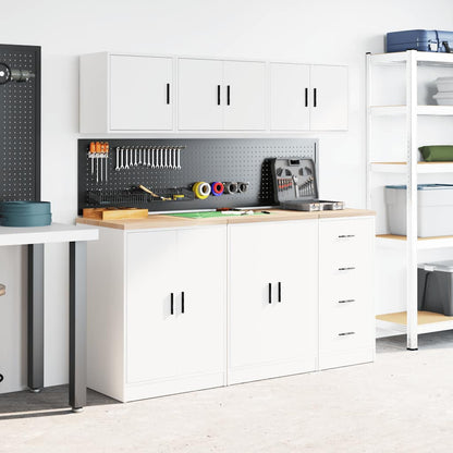 vidaXL Garage Wall Cabinet White Engineered Wood 4
