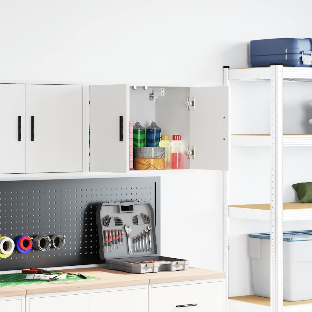 vidaXL Garage Wall Cabinet White Engineered Wood 1