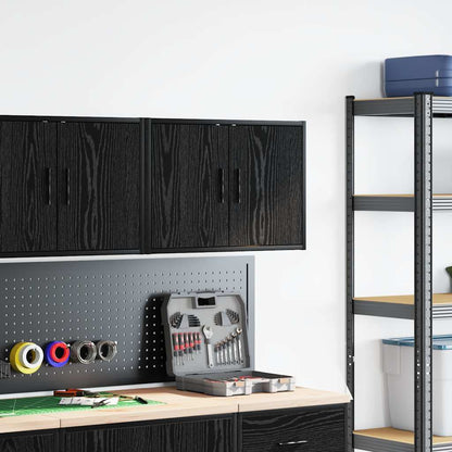 vidaXL Garage Wall Cabinet Black Engineered Wood 3