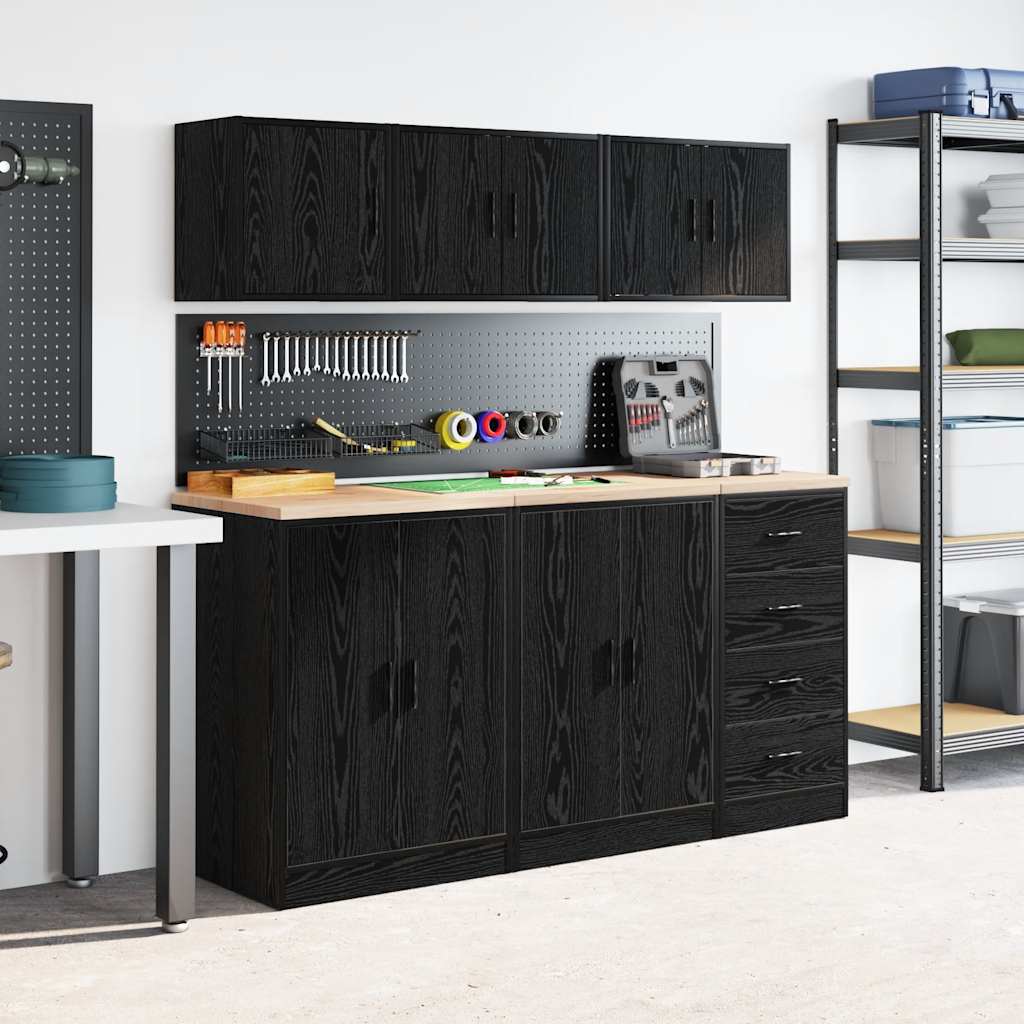 vidaXL Garage Wall Cabinet Black Engineered Wood 4