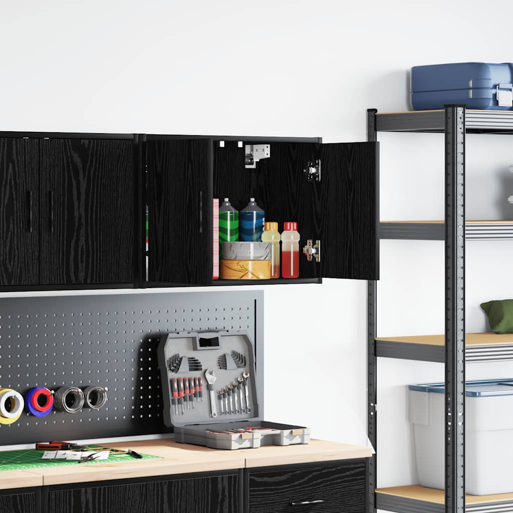 vidaXL Garage Wall Cabinet Black Engineered Wood 1