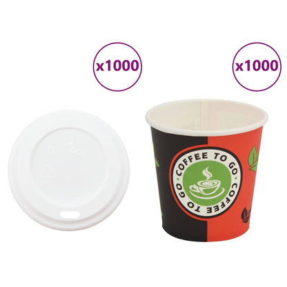 vidaXL Paper Coffee Cups with Lids 1000 pcs 4oz 120ml 1