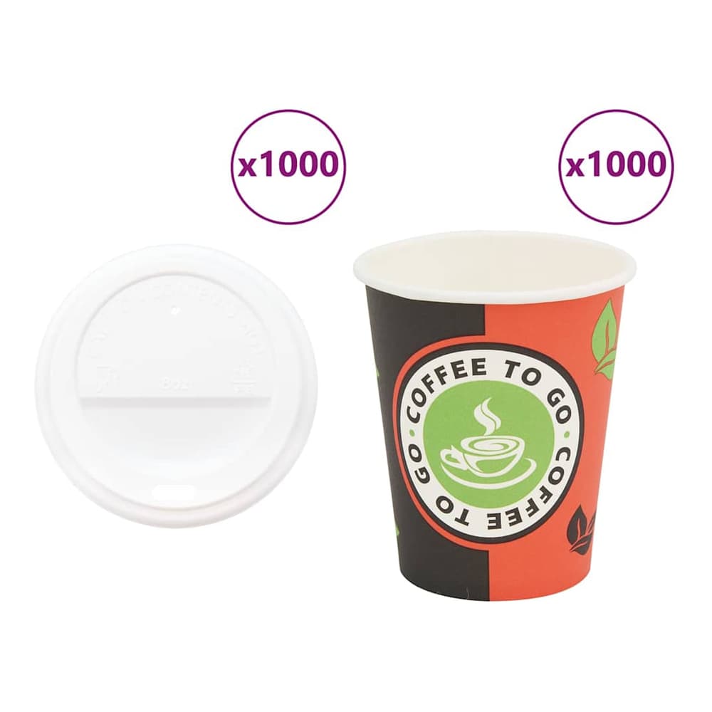 Paper Coffee Cups with Lids 1000 pcs 4oz 240 ml