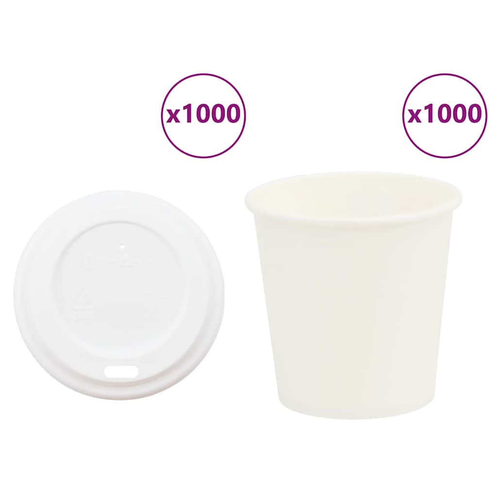 vidaXL Paper Coffee Cups with Lids 1000 pcs 4oz 100ml 1