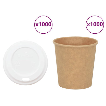 vidaXL Paper Coffee Cups with Lids 1000 pcs 4oz 100ml 1