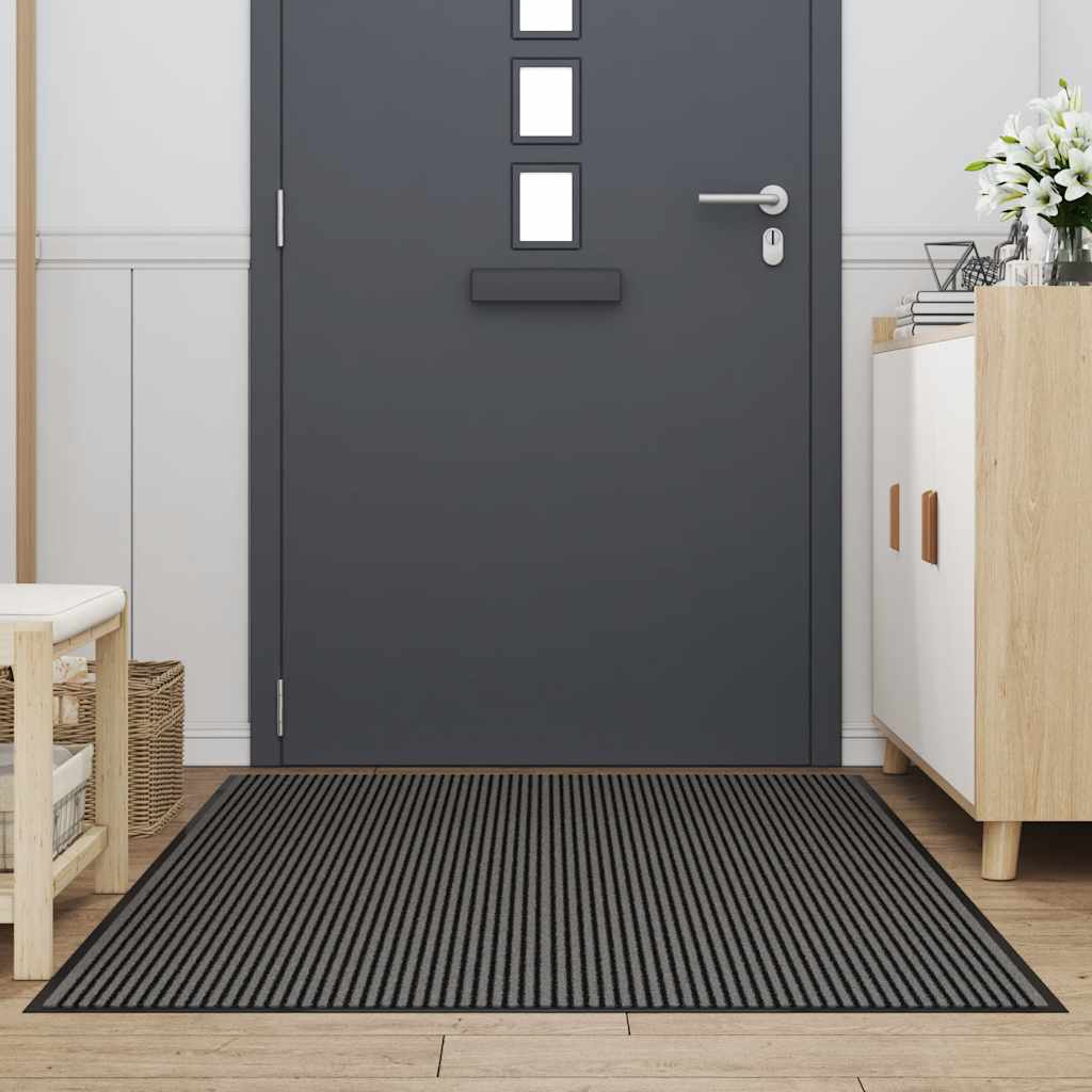 vidaXL Doormat Stripe Black and Grey 115x200 cm 2