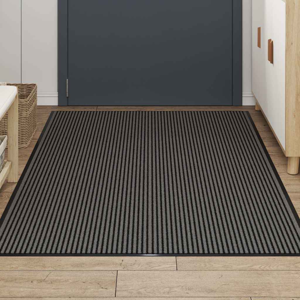 vidaXL Doormat Stripe Black and Grey 115x200 cm 3