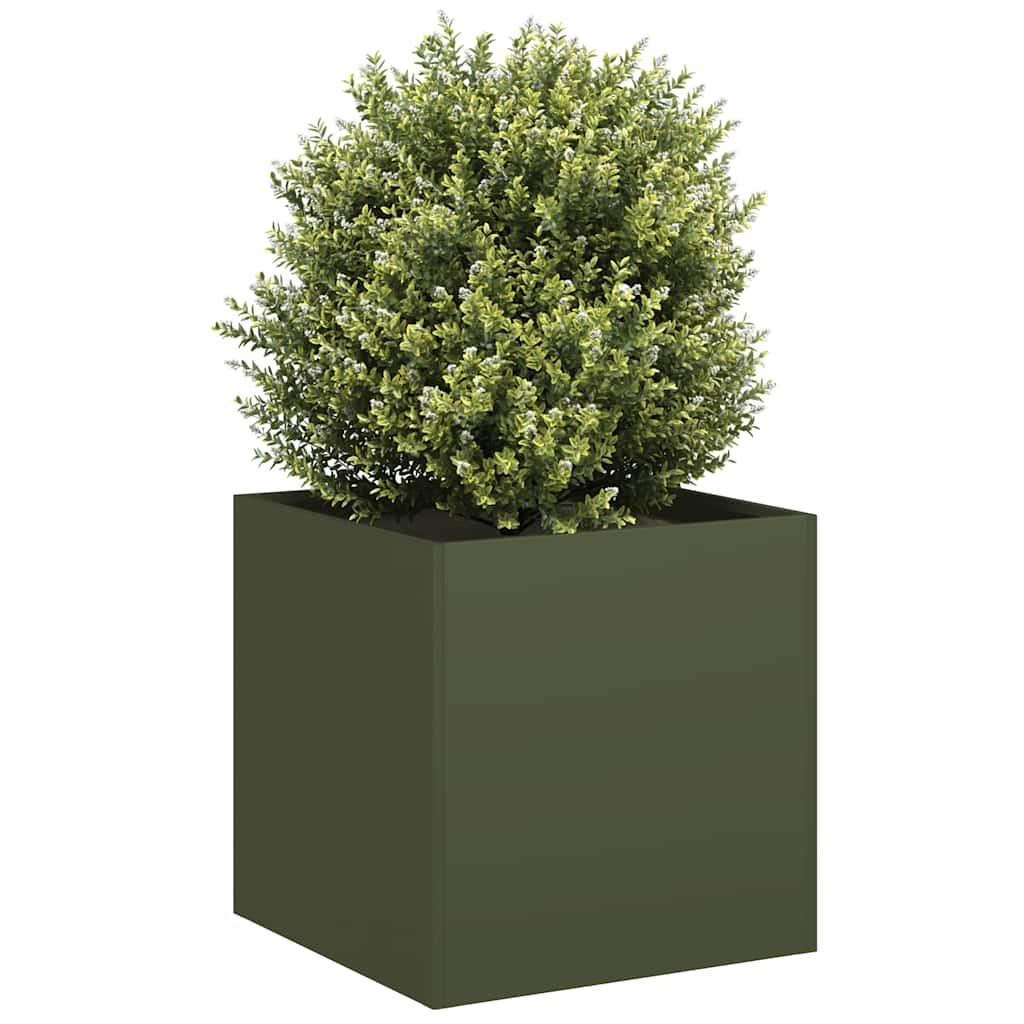 vidaXL Planter Olive Green 40x40x40 cm Cold-rolled Steel 1