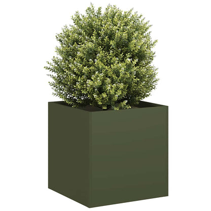 vidaXL Planter Olive Green 40x40x40 cm Cold-rolled Steel 1