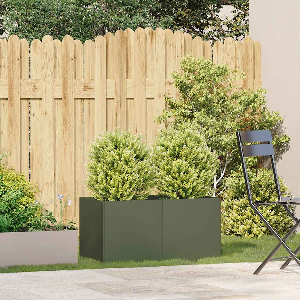 vidaXL Planter Olive Green 80x40x40 cm Cold-rolled Steel 3