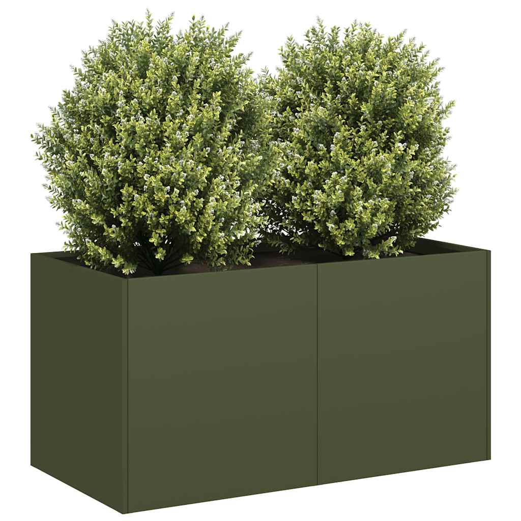 vidaXL Planter Olive Green 80x40x40 cm Cold-rolled Steel 1